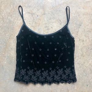 ABS Allen Schwartz Vintage Velvet Sexy Cropped Evening Tank Top